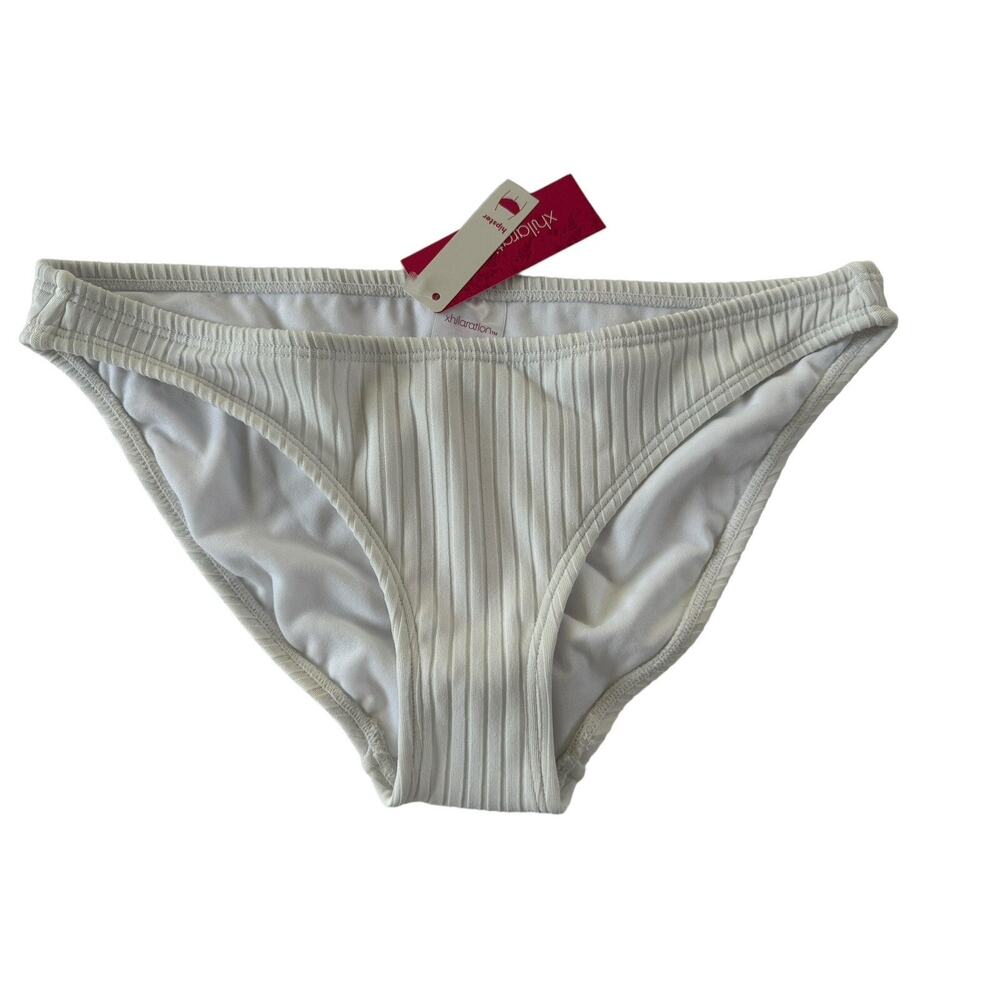 NWT Juniors Ribbed White Bikini Hipster Bottoms Xhilaration Small (0-2) #MQ20